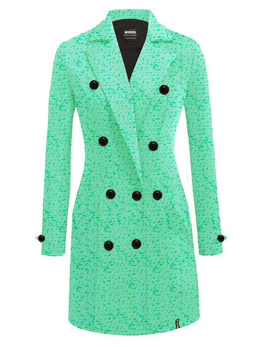 McKenzie Fleece Stylish Long Trench Coat For Ladies-Cyan Green Texture-BR1233