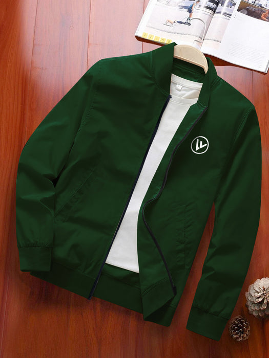 Louis Vicaci Zipper Fur Bomber Jacket For Men-Dark Green-BE1142