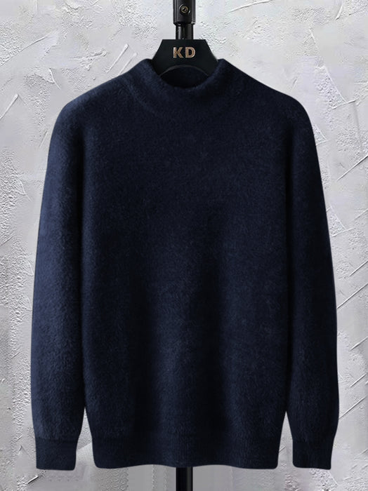 Louis Vicaci Turtle Neck Rabbit Wool Sweatshirt-Navy-BR1175