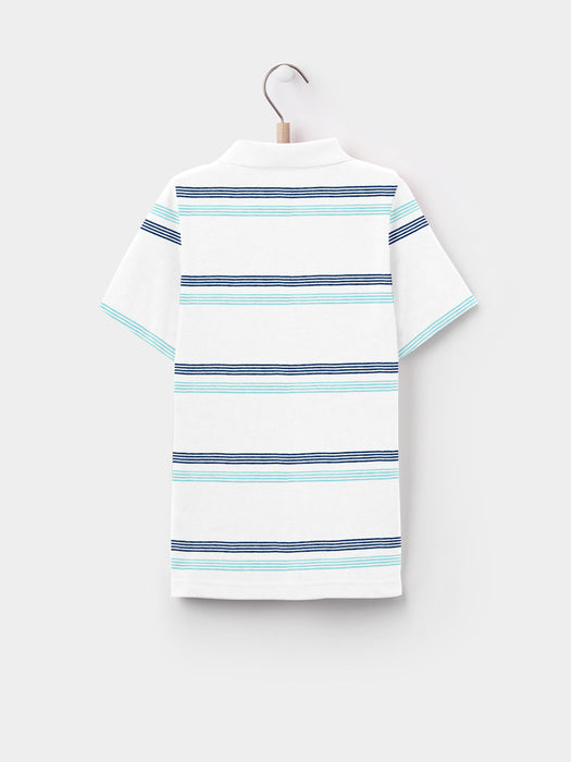Louis Vicaci Single Jersey Polo Shirt For Kids-White with Stripes-BR788