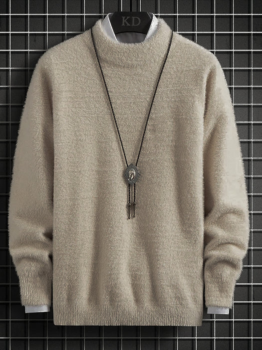 Louis Vicaci Turtle Neck Rabbit Wool Sweatshirt-Wheat-BR1179
