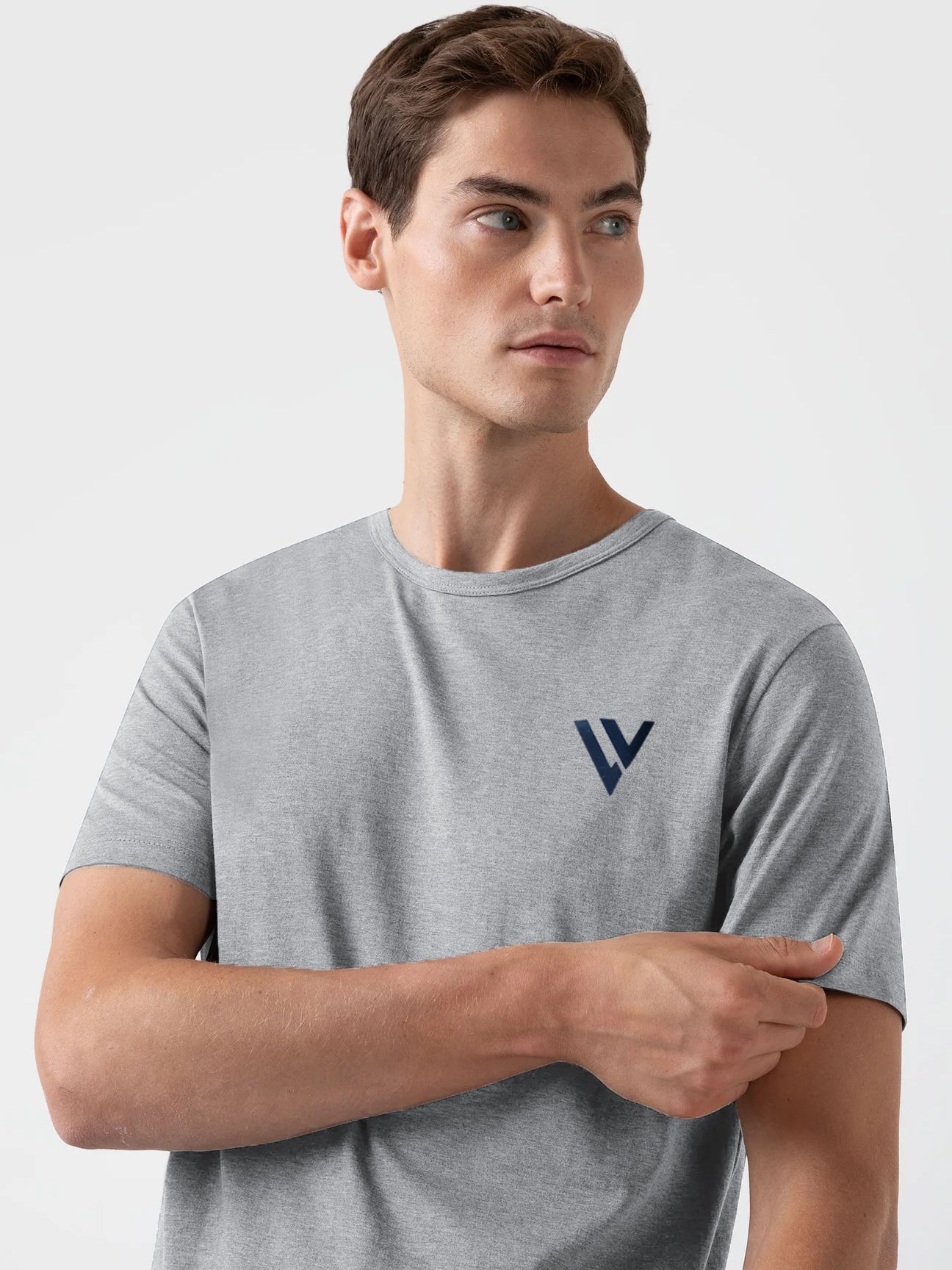 Louis Vicaci Summer T Shirt For Men-Grey Melange-BR618