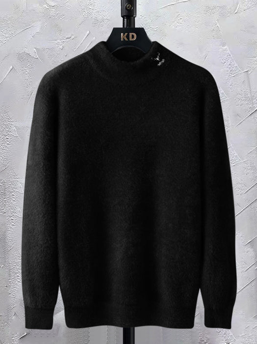 Louis Vicaci Turtle Neck Rabbit Wool Sweatshirt-Black-BR1180