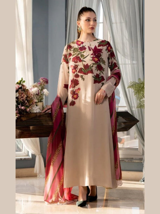 Lulusar, Unstitched 3 Piece Embroidered  Summer Suit-BR638