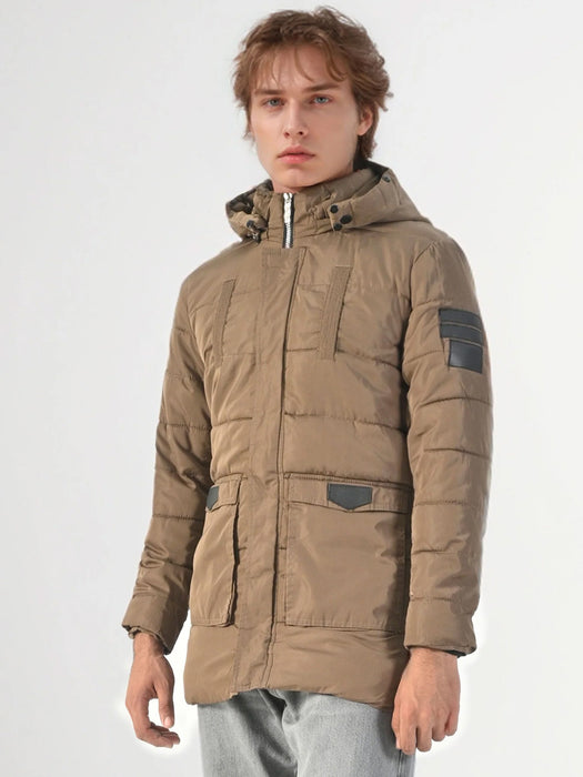 Premium Imported Parachute Long Puffer Jacket-Brown-BR14333