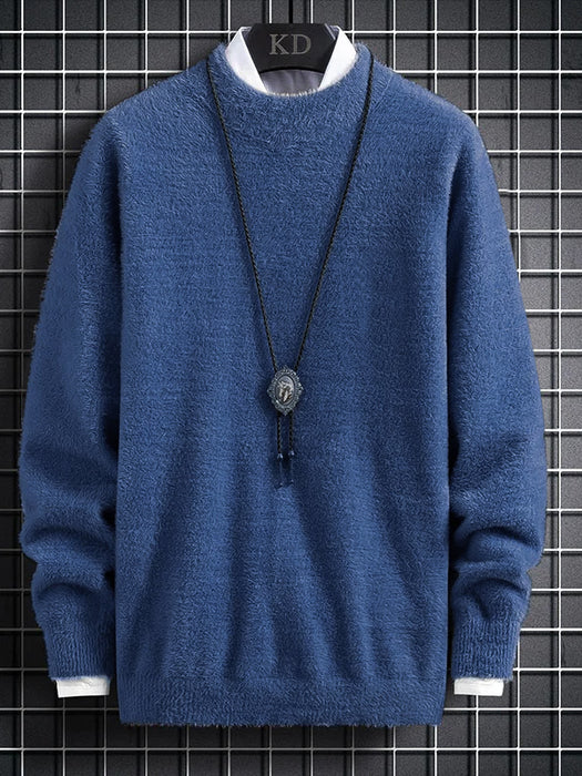Louis Vicaci Turtle Neck Rabbit Wool Sweatshirt-Blue-BR1173