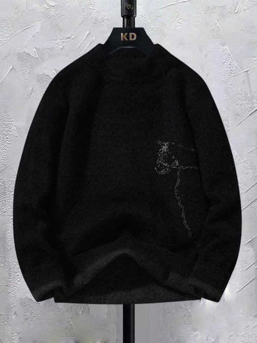 Louis Vicaci Turtle Neck Rabbit Wool Sweatshirt-Black-BR1188
