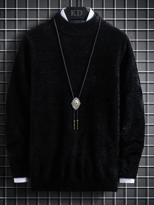 Louis Vicaci Turtle Neck Rabbit Wool Sweatshirt-Black-BR1181