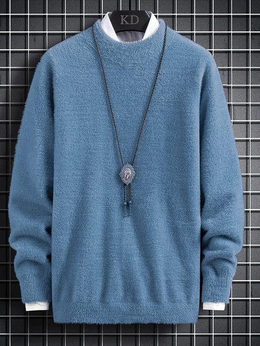 Louis Vicaci Turtle Neck Rabbit Wool Sweatshirt-Light Blue-BR1176