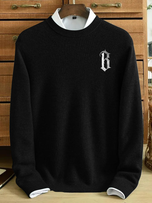 Full Fashion Wool Sweatshirt For Men-Black with Print-BR1168