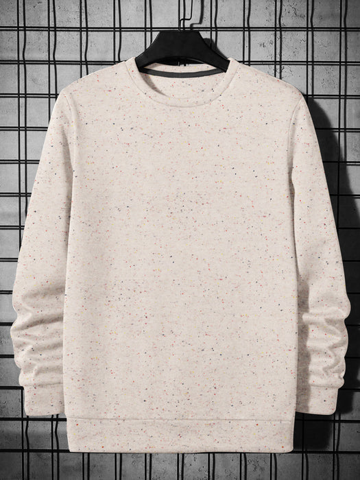 Upgrade Fashion Fleece Funky Style Sweatshirt For Men-Off White & Allover Melange-BR14444