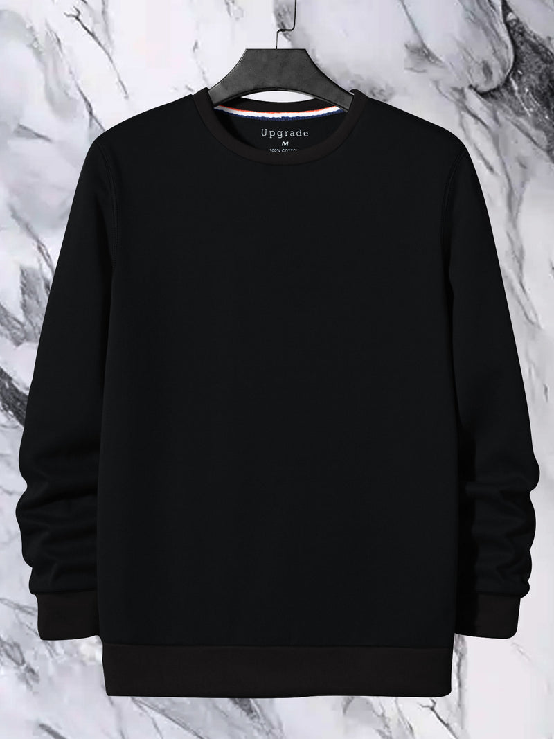 Upgrade Fashion Terry Fleece Funky Style Sweatshirt For Men-Dark Navy with Brown-BR14474