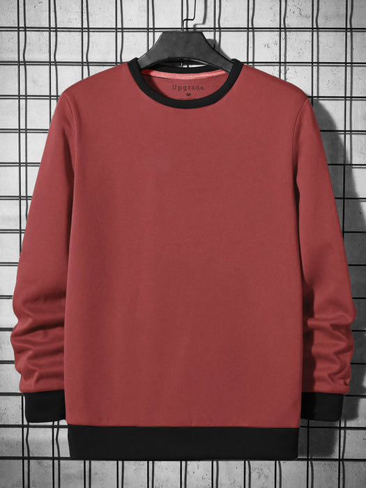 Upgrade Fashion Terry Fleece Funky Style Sweatshirt For Men-Carrot Red with Black-BR14452