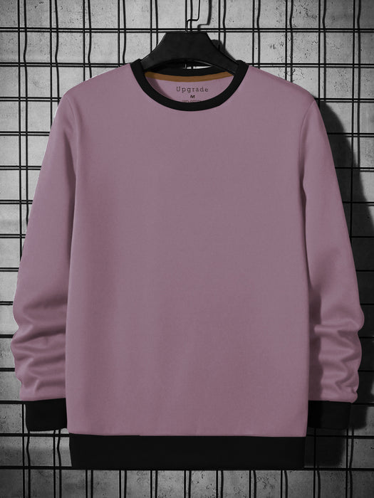 Upgrade Fashion Terry Fleece Funky Style Sweatshirt For Men-Dark Tea Pink with Black-BR14510