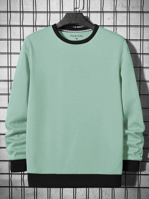 Upgrade Fashion Terry Fleece Funky Style Sweatshirt For Men-Light Cyan Green with Black-BR14479