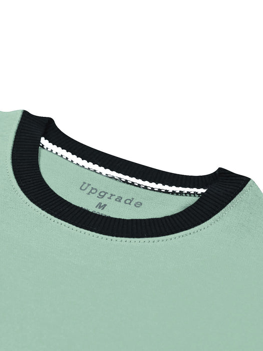 Upgrade Fashion Terry Fleece Funky Style Sweatshirt For Men-Light Cyan Green with Black-BR14479