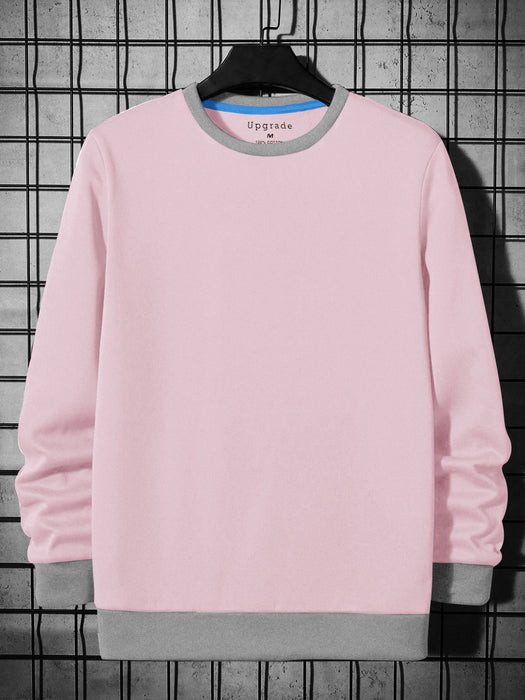 Upgrade Fashion Terry Fleece Funky Style Sweatshirt For Men-Light Pink with Grey-BR14501