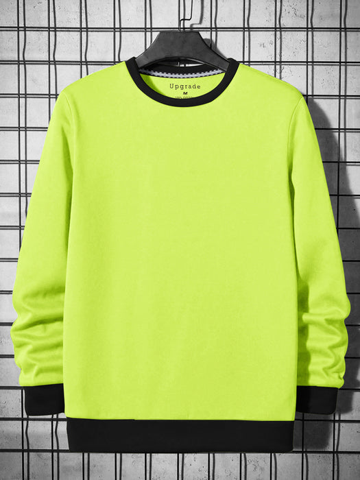 Upgrade Fashion Terry Fleece Funky Style Sweatshirt For Men-Lime Green with Black-BR14468