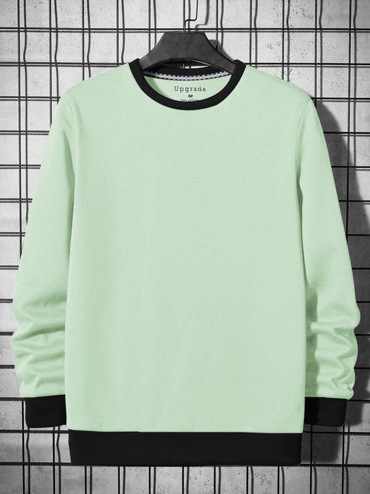 Upgrade Fashion Terry Fleece Funky Style Sweatshirt For Men-Mint Green with Black-BR14478