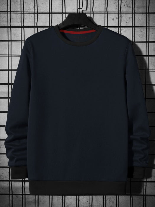 Upgrade Fashion Terry Fleece Funky Style Sweatshirt For Men-Navy with Black-BR14500