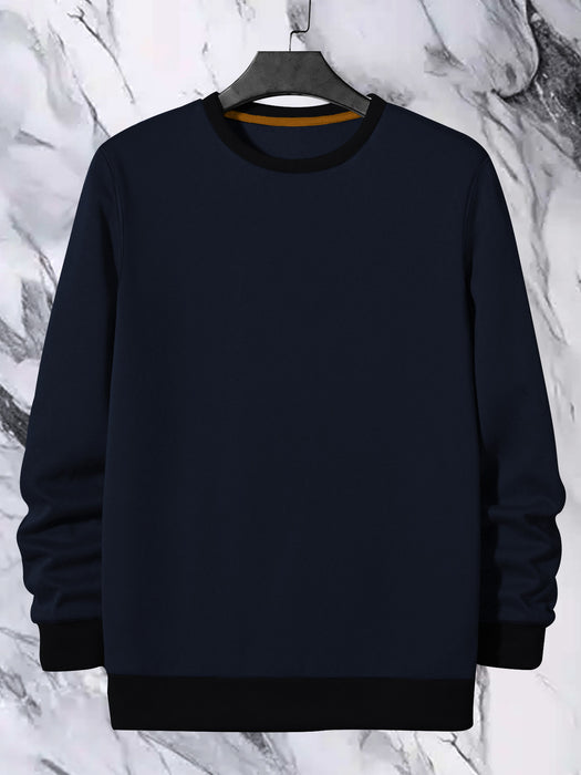 Upgrade Fashion Terry Fleece Funky Style Sweatshirt For Men-Navy with Black-BR14503