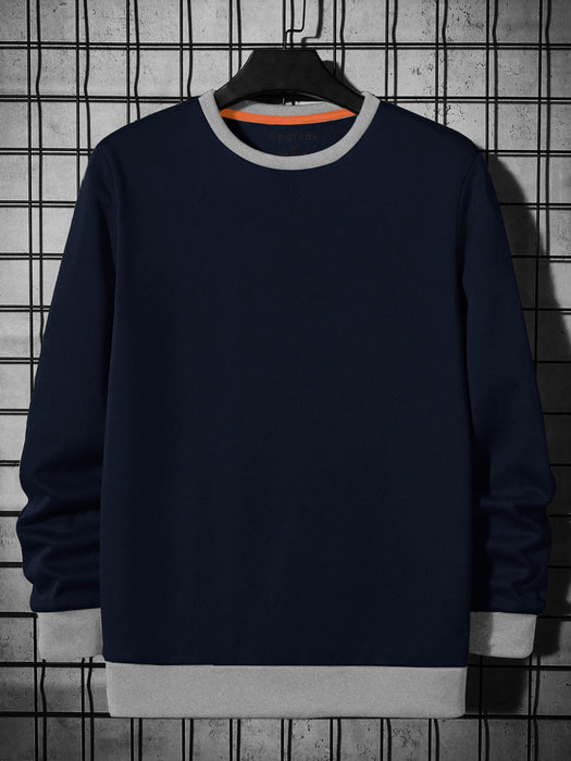 Upgrade Fashion Terry Fleece Funky Style Sweatshirt For Men-Navy with Gery-BR14505