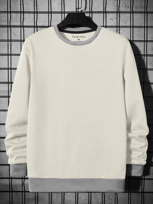 Upgrade Fashion Terry Fleece Funky Style Sweatshirt For Men-Pale White with Grey-BR14612