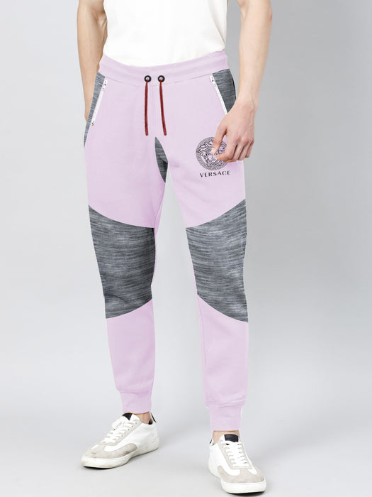 VERSACE Terry Fleece Jogger Sweatpant For Men-Light Purple with Navy Melange-BR14585