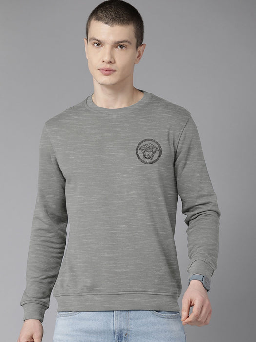 Versace Crew Neck Terry Fleece Sweatshirt For Men-Slate Grey Melange-BR13438