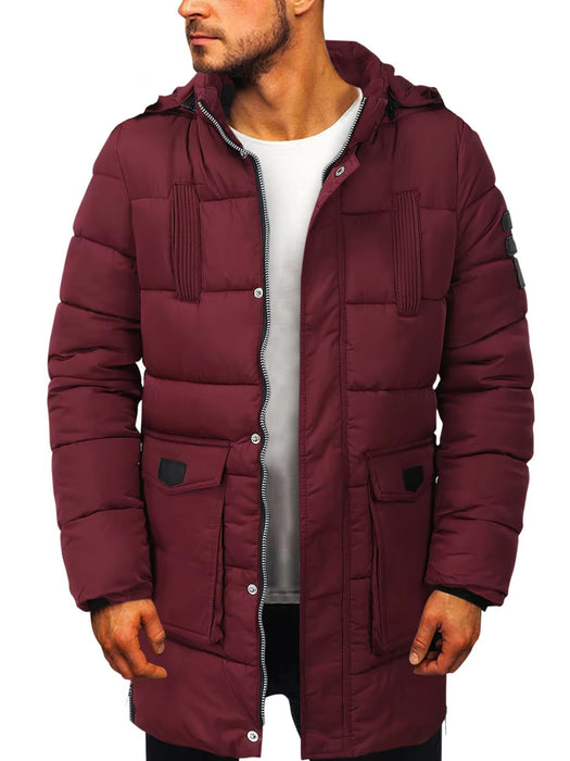 Premium Imported Parachute Long Puffer Jacket-Burgundy-BR14334