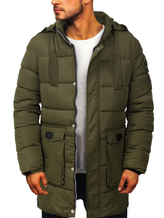 Premium Imported Parachute Long Puffer Jacket-Olive Green-BR14331