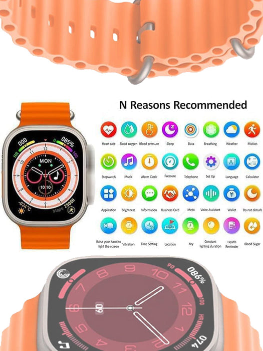 X8 Plus Ultra Smart Watch Series 8 Nfc 2.08 Inch Always-on Display & Wireless Charging 49mm With Wearfit Pro App-Orange-BE1863/BR14032