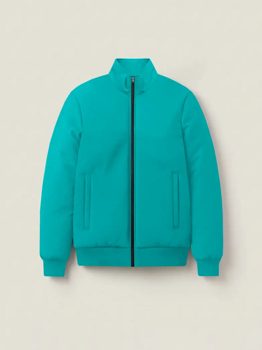 Stylish Winter Zipper Mockneck Jacket For Men-Aqua-BRPH15