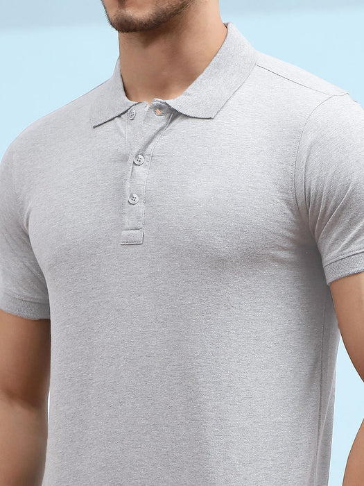 PYPR Summer Solid Polo Shirt For Men-Grey-BR13823