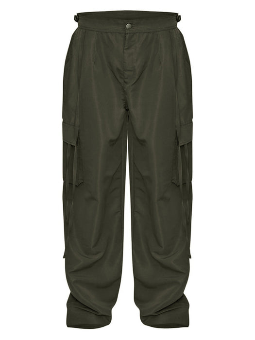 Lightweight Parachute Shell Low Rise Cargo's Jogger Trouser For Ladies-Olive-RT2582