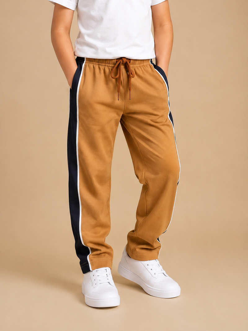 Premium Boys Trouser- Light Camel With Navy T43