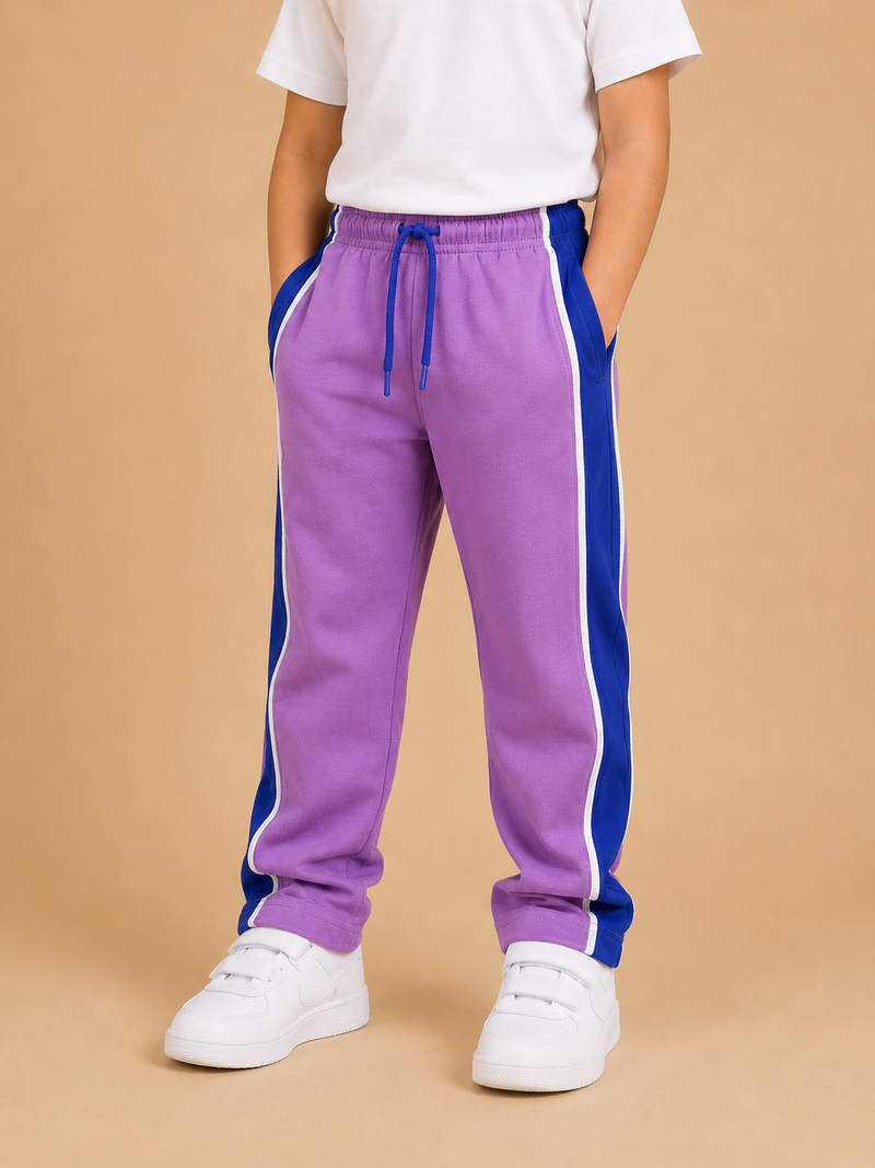 Premium Boys Trouser-Light Purple with Royal blue-T07