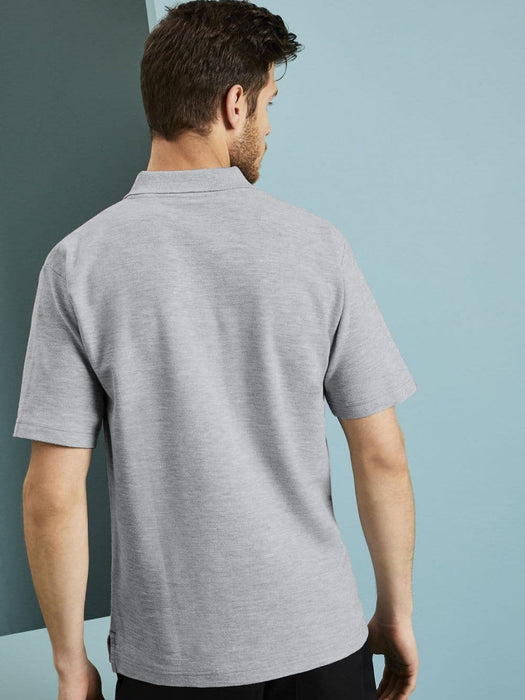 Azur Single Jersey Polo Shirt For Men-Grey Melange-BR13163