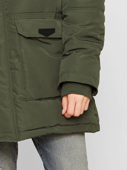 Premium Imported Parachute Long Puffer Jacket-Olive Green-BR1138