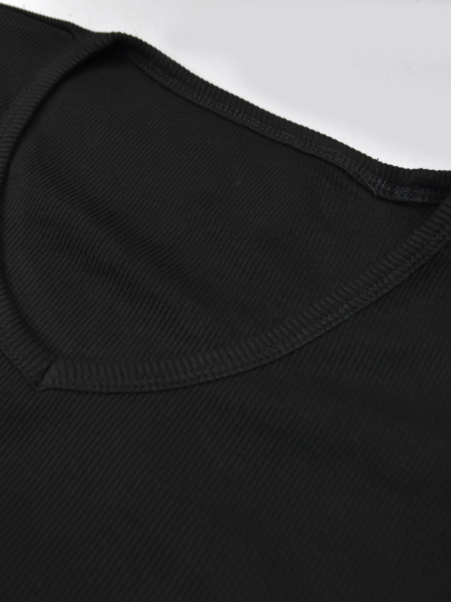 Next Rib V Neck Short Sleeve Shirt For Men-Black-BR1099
