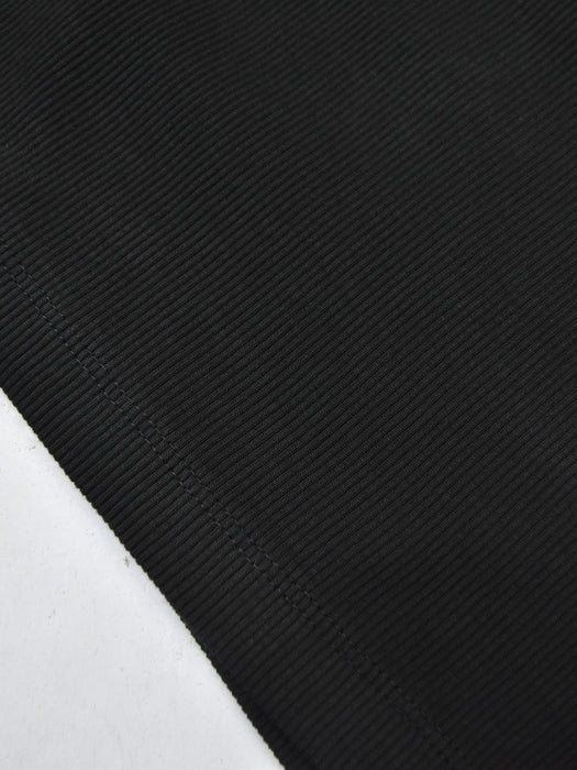 Next Rib V Neck Short Sleeve Shirt For Men-Black-BR1099