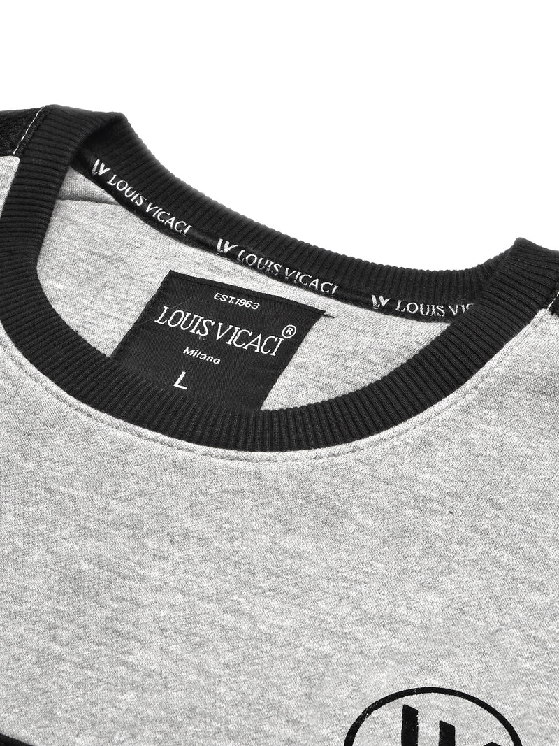 Louis Vicaci Fleece Sweatshirt For Men-Black with Gey Melange-BR833