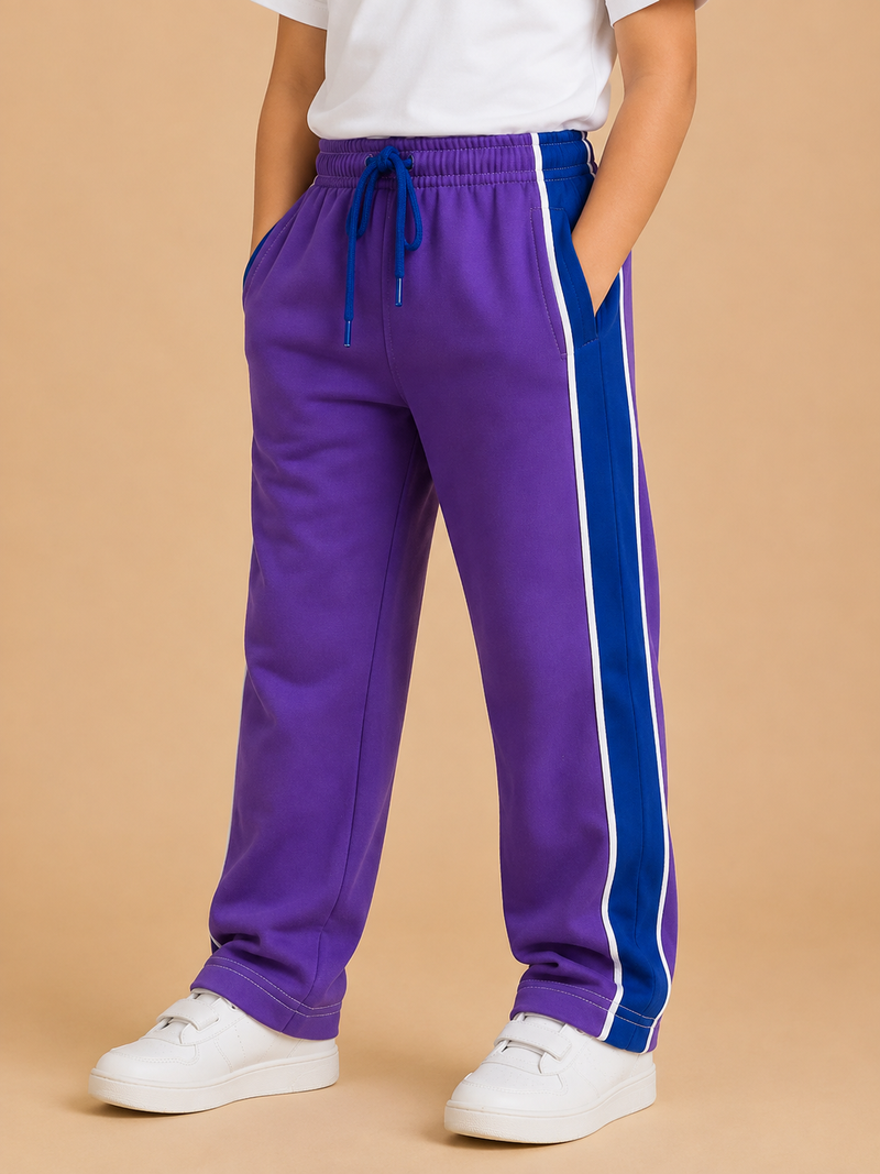 Premium Boys Trouser- Medium Purple With Navy -T28