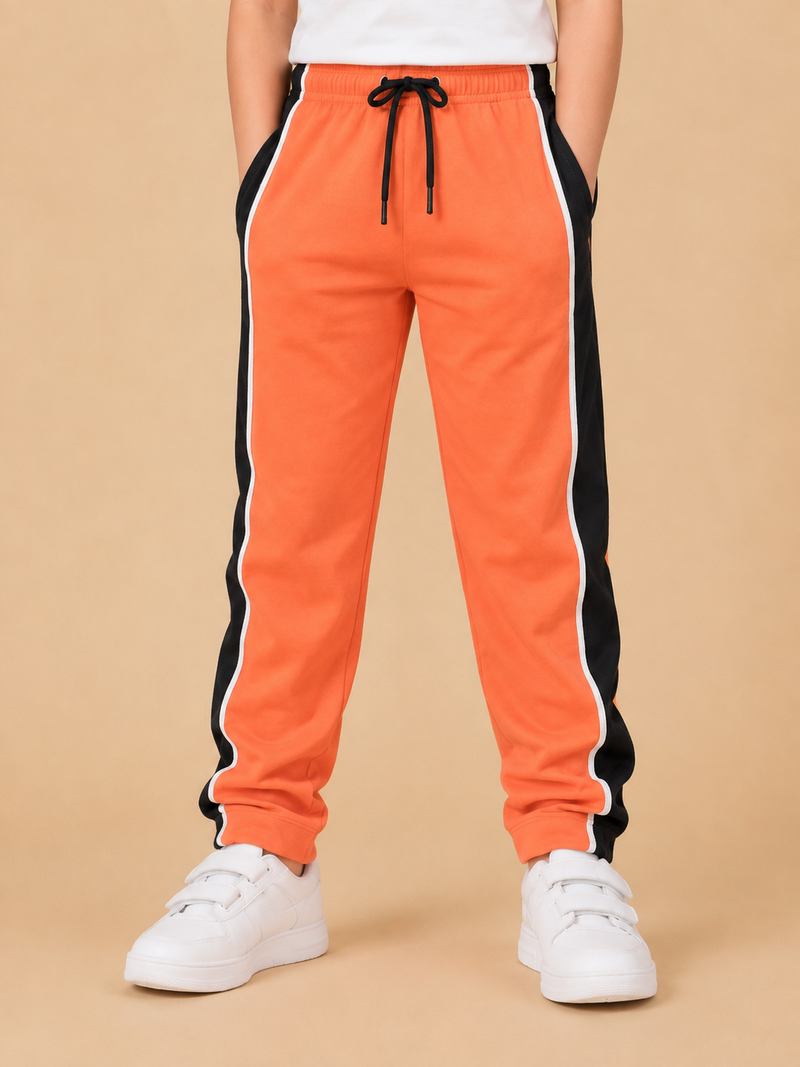 Premium Boys Trouser-Orange with Navy-T14