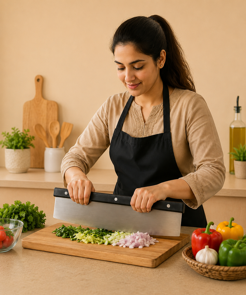 Stainless Steel Vegetable Chopper & Cutter with Dual Grip Handle