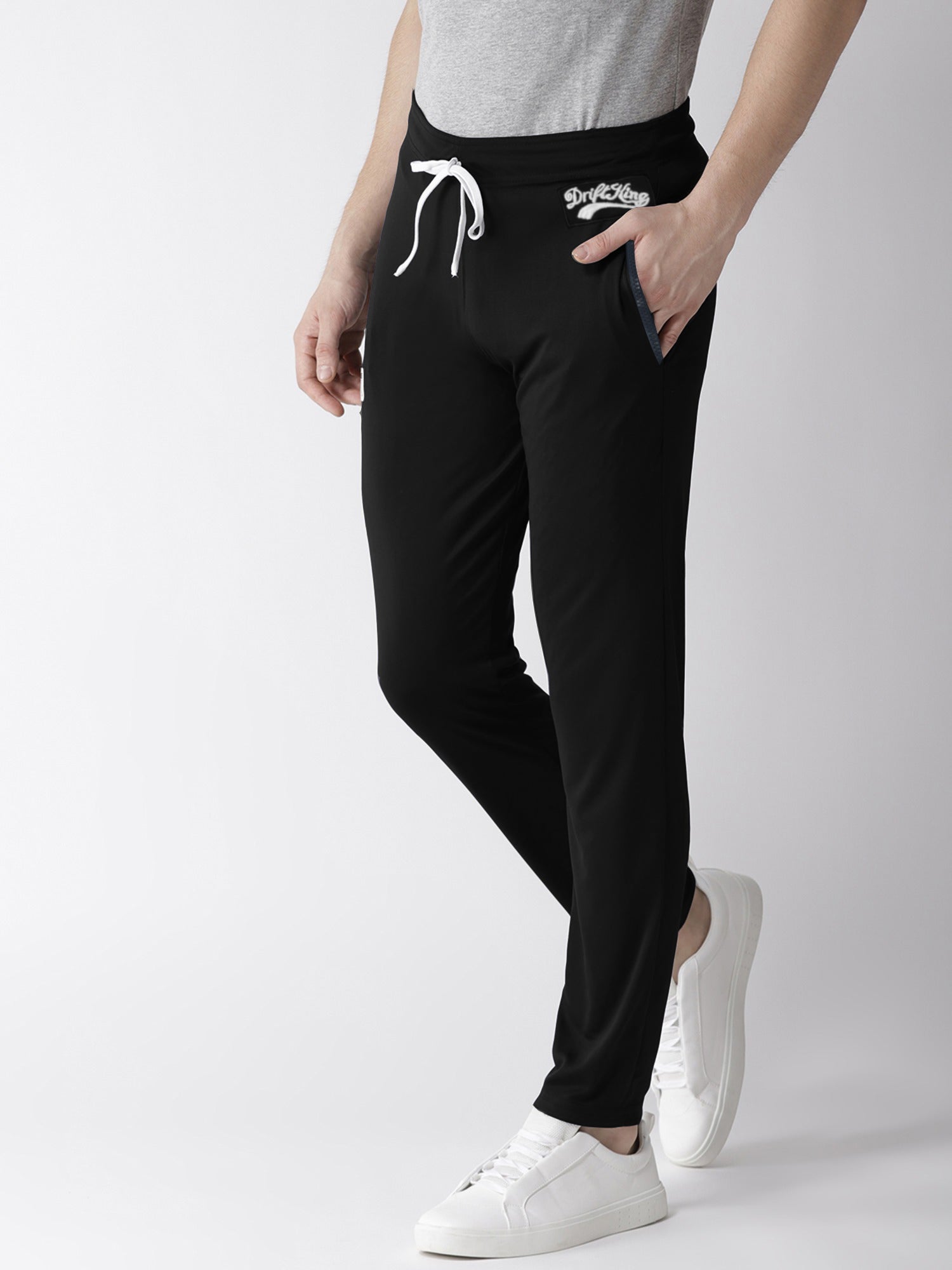 Drift King Regular Fit Light Fleece Trouser For Men-Black-RT1708