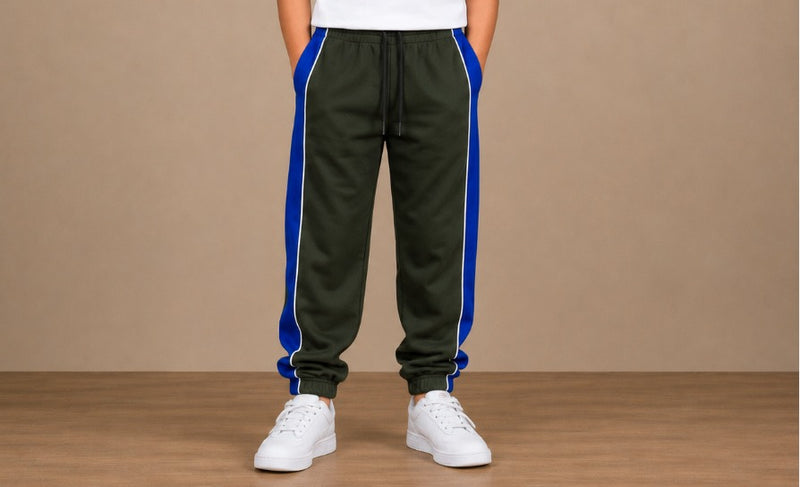 Kids Premium Track Pants – Dark Green & Royal Blue thg6