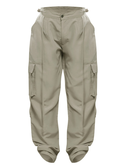 Lightweight Parachute Shell Low Rise Cargo's Jogger Trouser For Ladies-Light Olive-RT2584