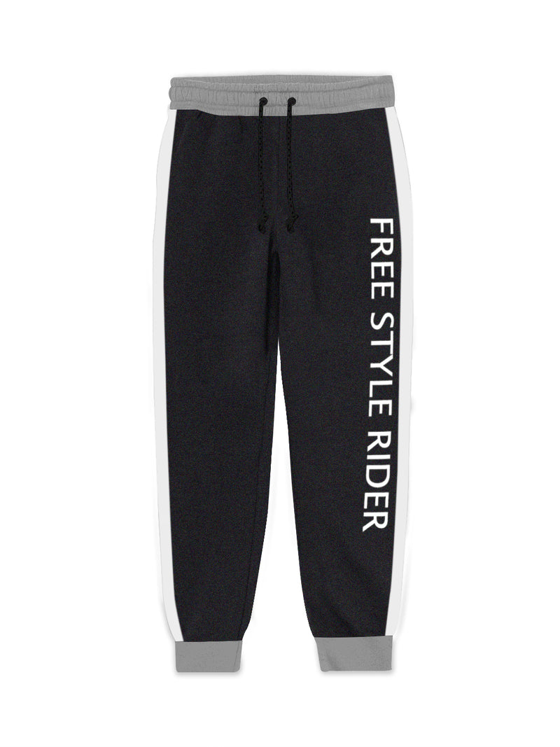 Mango Terry Fleece Slim Fit Jogger Trouser For Kids-Charcoal Melange With Stripe-AZ64