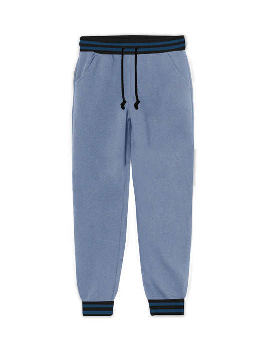 Red Pearl Terry Fleece Slim Fit Jogger Trouser For Kids-Blue With Stripes-AZ66